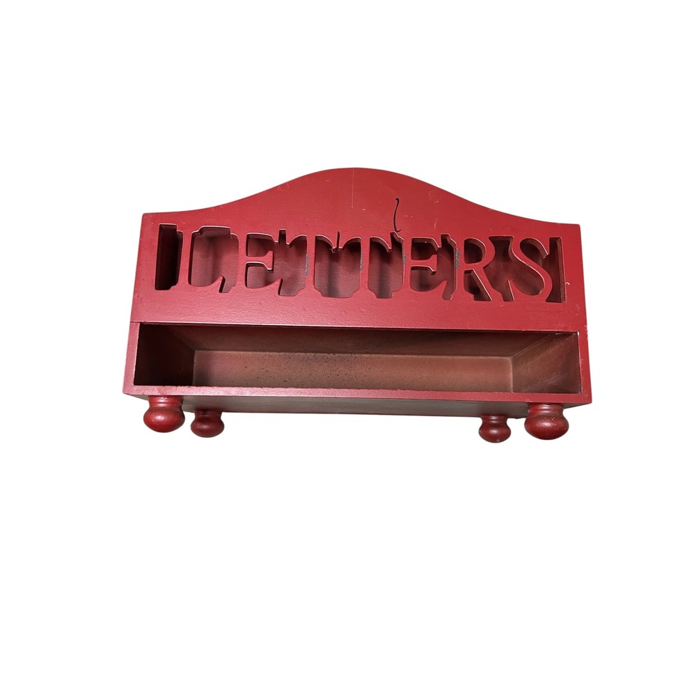 Unbranded Wood Letter Holder Home Office Red Cutout Desktop Organizer - OS